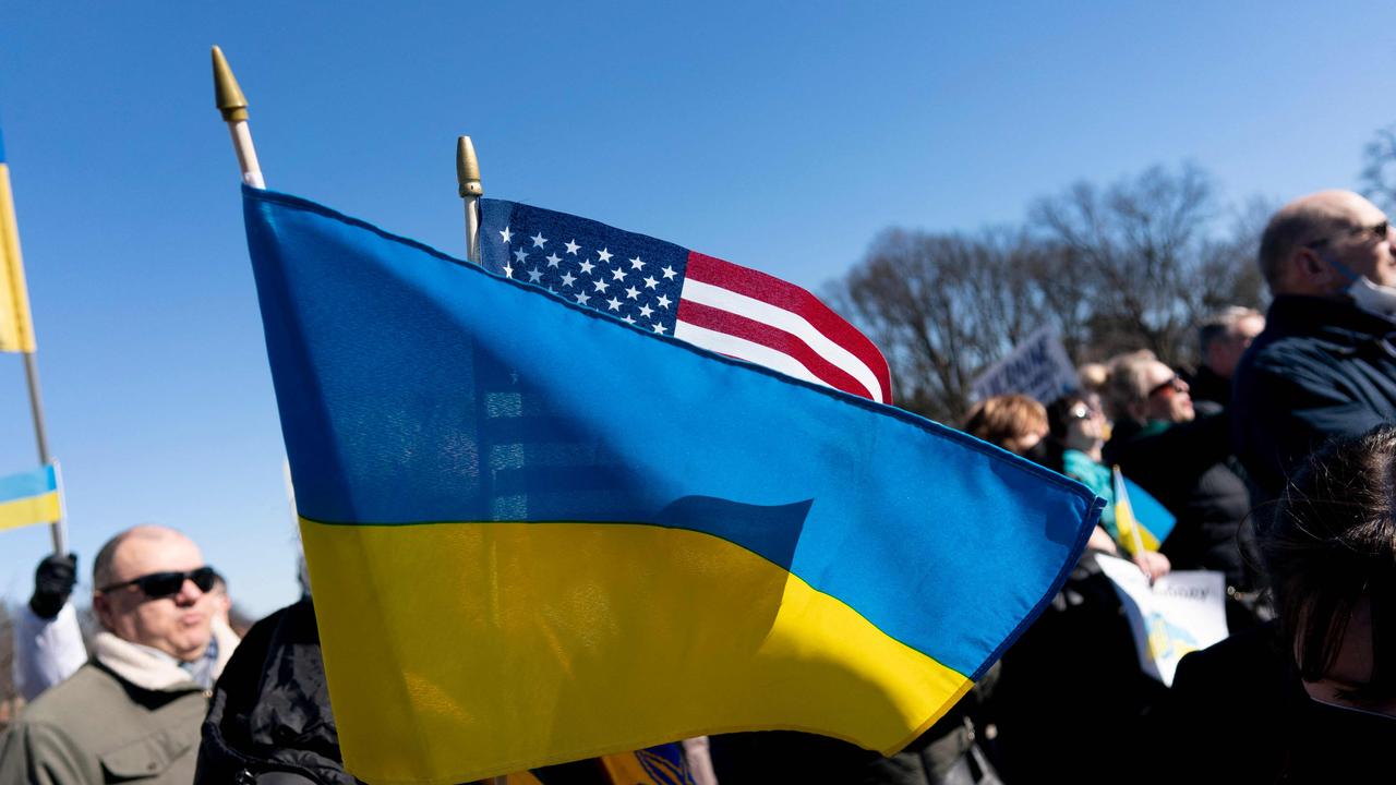 People gather for a Day of Solidarity with Ukraine at the Lincoln Memorial in Washington, DC. picture: Stefani Reynolds/AFP