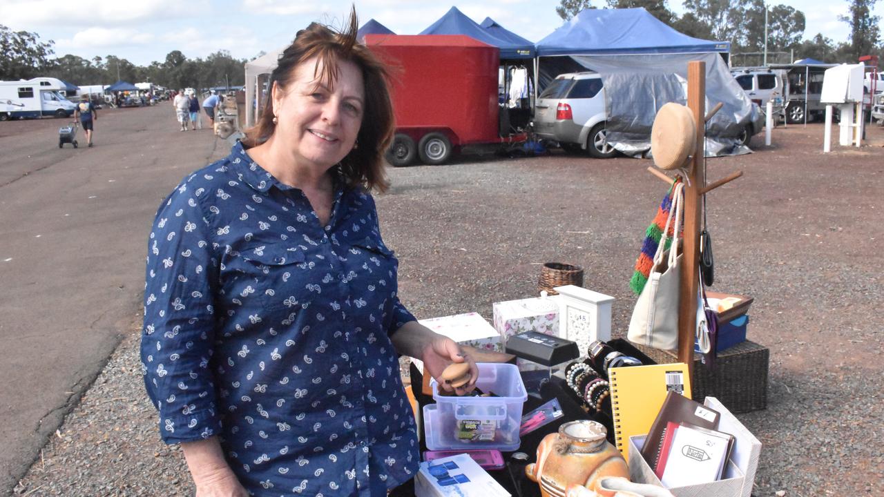 SWAP MEET: Kerry Hunjas from Hervey Bay looks through items for sale at the Maryborough swap meet. Photo: Stuart Fast