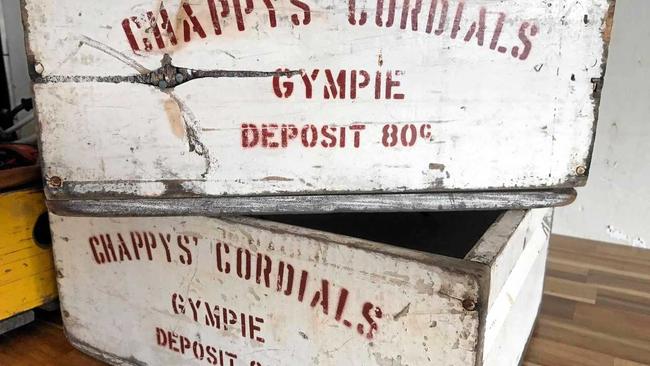 Chappy's Cordial crates. Courtesy of Gympie. The real treasure is the town FB page. Picture: Gympie Real treasure is the town