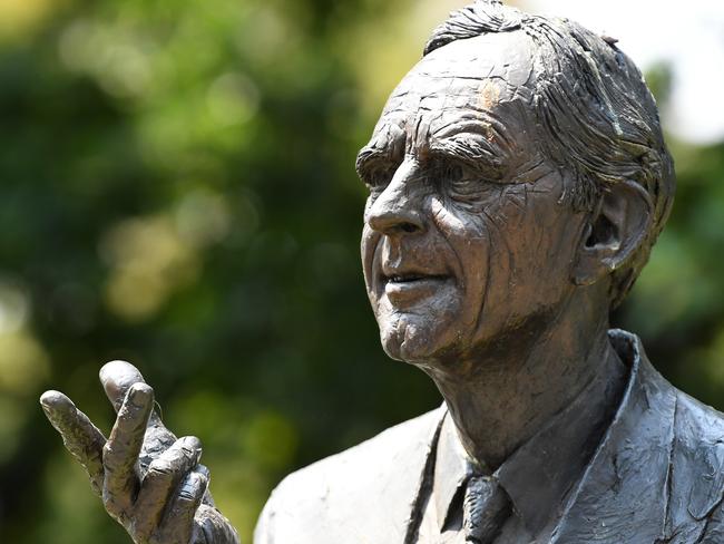 A statue of former Labor Premier John Cain stands in Treasury Place.