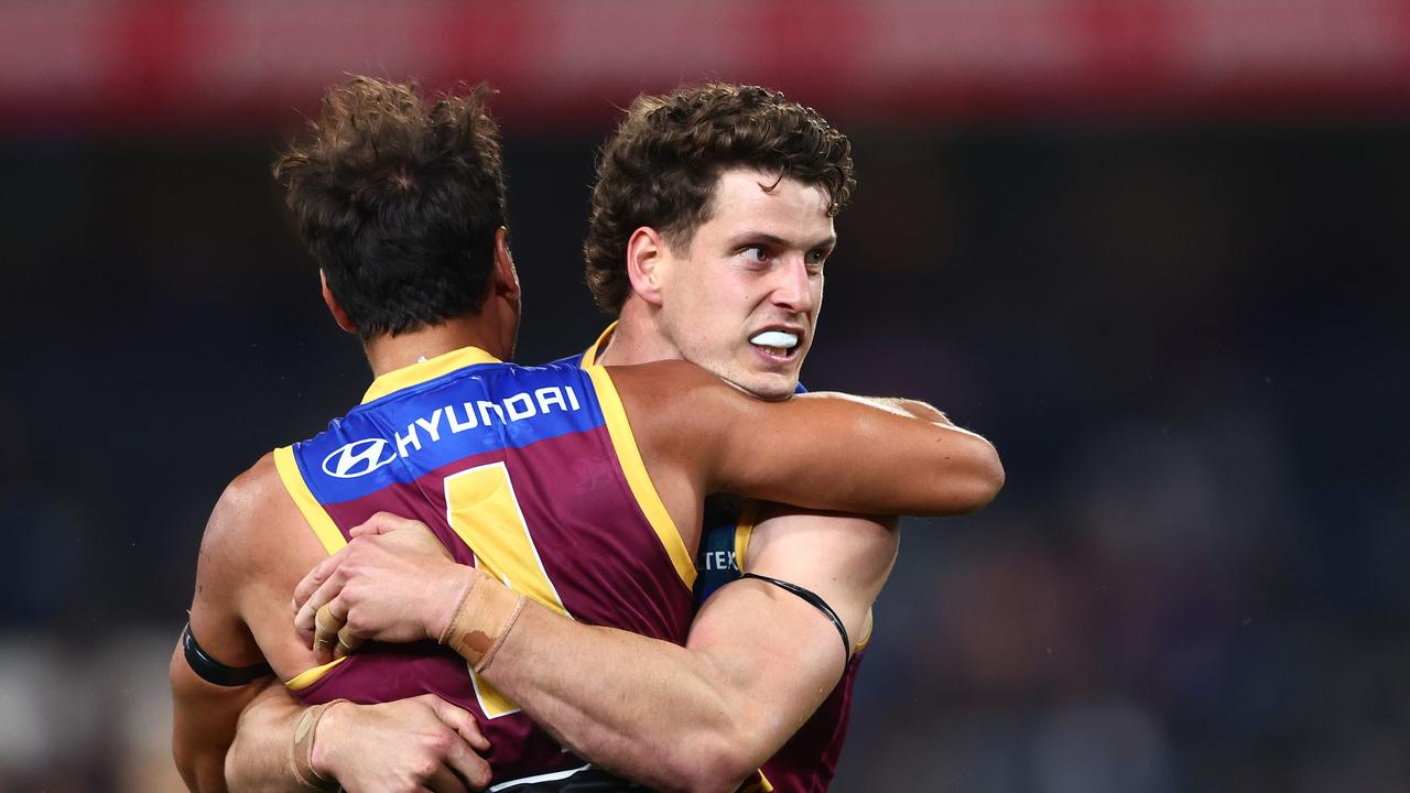 Jarrod Berry (right) will make his 150th AFL appearance on Sunday. Picture: Chris Hyde/AFL Photos/via Getty Images