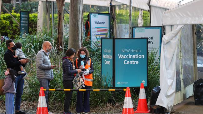 The Covid-19 mass vaccination centre, at Sydney Olympic Park. Picture: Justin Lloyd.