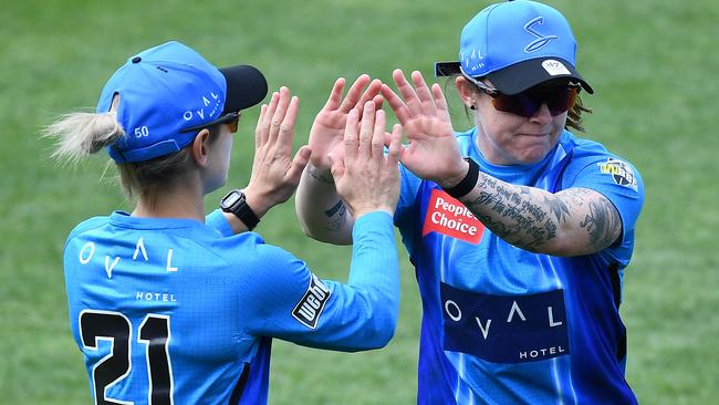 Patterson, left, with teammates Sarah Coyte. Picture: Getty Images