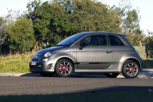 POCKET ROCKET: Abarth 595 hot hatch a little skinny on the kit but makes up for it with a stirring go kart-esque drive. Picture: Iain Curry