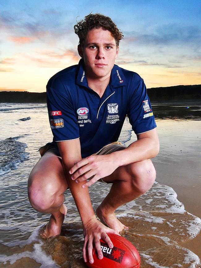 Charlie Curnow before the 2015 national draft. Picture: Nigel Hallett