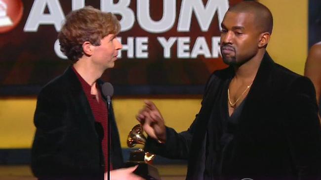 Self-absorbed ... Kanye West reckons the voices in his head told him to interrupt Beck’s Grammy speech. Picture: CBS