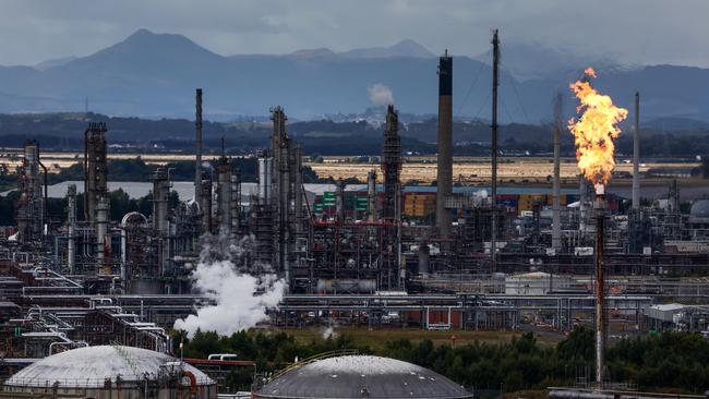 GRANGEMOUTH, SCOTLAND - SEPTEMBER 12:  A general view of the Petroineos oil refinery on September 12, 2024 in Grangemouth, Scotland. Owners of Grangemouth, Petroineos, said the closure of the oil refinery and loss of 400 jobs next summer was due to it being unable to compete with sites in Asia, Africa and the Middle East. (Photo by Jeff J Mitchell/Getty Images)