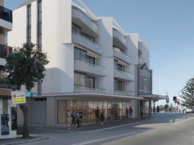 Artist impression of the new five-storey building which is currently under construction at 124-126 Campbell Parade, Bondi Beach. Picture: Supplied