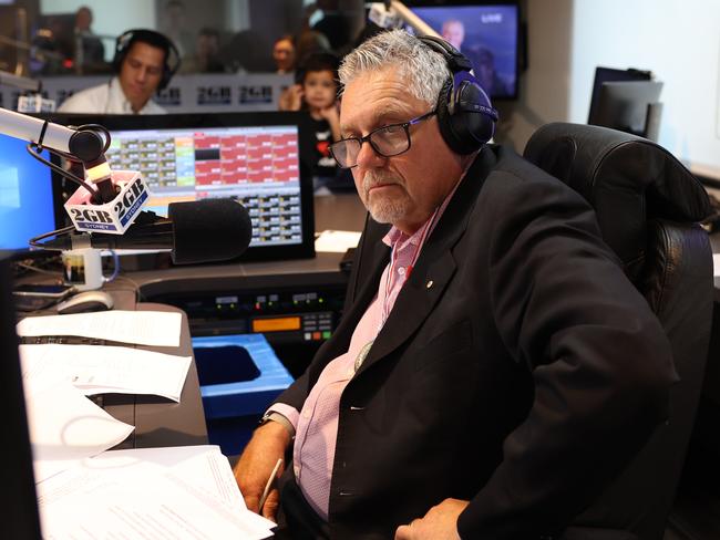 The Daily Telegraph 13.12.2024 Ray Hadley will host his left show for 2GB on Friday. 13th. Pictured at his studio in Pyrmont.  Picture: Rohan Kelly