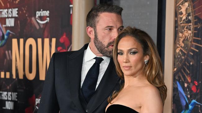 (FILES) US actress Jennifer Lopez (R) and US actor Ben Affleck attend Amazon's "This is Me... Now: A Love Story" premiere at the Dolby theatre in Hollywood, California, February 13, 2024. Jennifer Lopez has filed for divorce from Ben Affleck, US media reported on August 20, two years after the Hollywood power couple officially gave love a second chance by tying the knot. The pair, who were nicknamed "Bennifer" when they first dated in the frenzied tabloid celebrity days of the early 2000s, had rekindled their relationship almost two decades later. But Lopez on August 20 filed divorce papers at a Los Angeles court, Hollywood trade outlet Variety and celebrity gossip website TMZ said. A representative for Lopez declined to comment. Affleck's publicist did not immediately respond to AFP request for comment. (Photo by Robyn BECK / AFP)