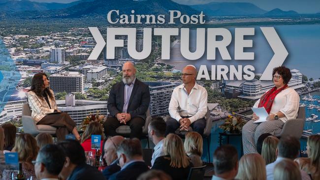 Cairns Post Editor Tyla Harrington with Colin Ford, Richard Barker and Joann Pyne at the Cairns Post Future Cairns event on Friday. Picture Emily Barker.