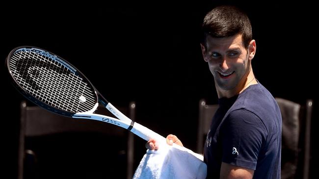 Novak Djokovic in action at Melbourne Park