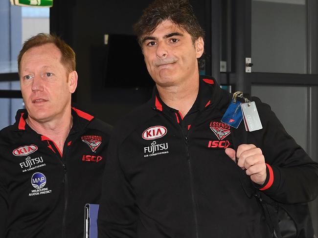 MELBOURNE, AUSTRALIA - OCTOBER 09:  List and Recruitment manager Adrian Dodoro of the Bombers arrives during opening day of the AFL Draft at Etihad Stadium on October 9, 2017 in Melbourne, Australia.  (Photo by Quinn Rooney/Getty Images)