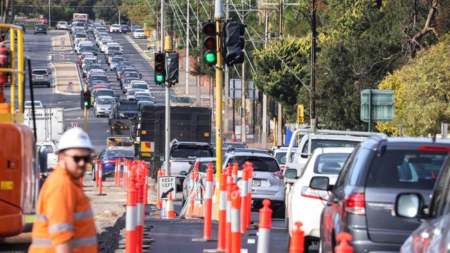 Huge traffic delays on Goodwood Rd on Monday morning. Picture: Russell Millard