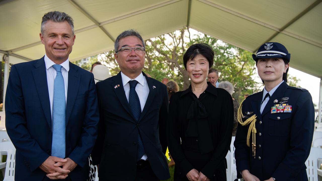 Assistant Minister for Defence Matt Thistlethwaite, Consul General of Japan Mr Tokuda Shuichi, Mrs Tokuda Mariko and Colonel Eriko Nakaoka. Picture: Pema Tamang Pakhrin