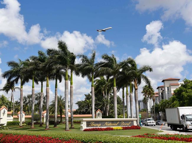 (FILES) This file photo taken on April 03, 2018 shows a view of the entrance of Trump National Doral in Miami, Florida. - US President Donald Trump has awarded hosting of the next G7 summit to one of his own Florida golf clubs, the White House said on Thursday, sparking accusations of corruption from the lawmakers and activists.  The Trump National Doral Golf Club in Miami was "the best place" among a dozen possible US venues for the June 10-12 gathering next year, acting chief of staff Mick Mulvaney told reporters at the White House. (Photo by Michele Eve Sandberg / AFP)