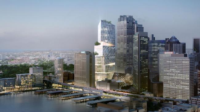 An artist's impression of the Quay Quarter Tower which is owned by several funds including the AMP Capital Wholesale Office Fund.