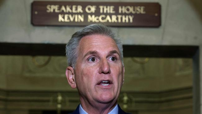 Speaker of the House Kevin McCarthy announces an impeachment inquiry against US President Joe Biden. Picture: AFP