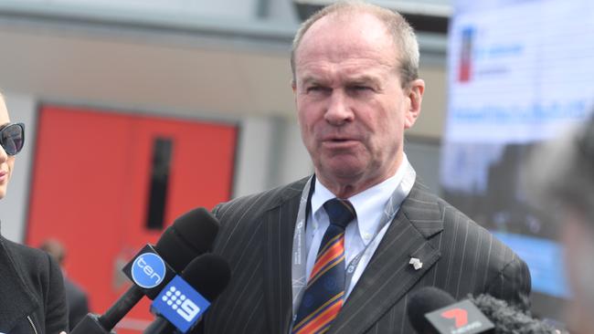 Martin Hamilton-Smith speaks at the Air Warfare Destroyer 'Brisbane' Launch at Outer Harbour. Picture: Tom Huntley