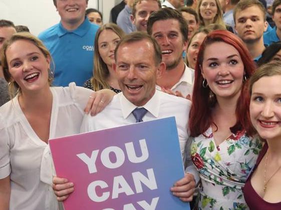 Tony Abbott praised a large group of young No voters at an event in Brisbane on Wednesday night. Picture: Our Voice. Our Vote./Facebook