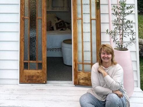 Lesa Lambert outside her hobby hut. Picture: supplied