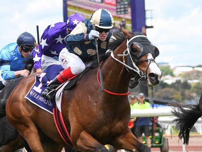 Soulcombe (GB) ridden by Craig Williams wins the Queen's Cup at Flemington Racecourse on November 05, 2022 in Flemington, Australia. (Photo by Pat Scala/Racing Photos via Getty Images)