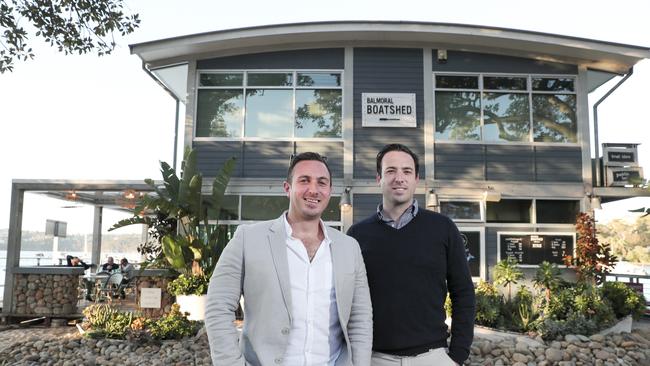 Jono and Ben Isaac, who have bought the Boathouse Group, pictured at The Boathouse Balmoral. Picture: Ryan Osland