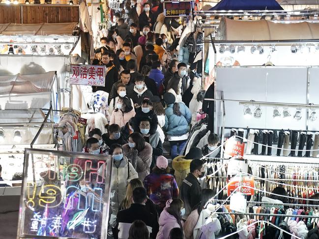 A general view of a night market in Wuhan in early December. Picture: Getty