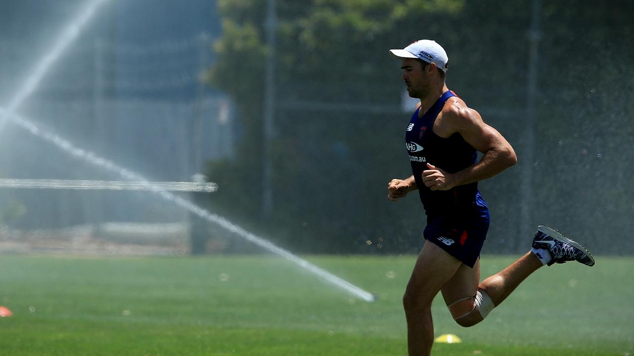 Melbourne football training Chris Dawes running Gosch's paddock Picture:Wayne Ludbey