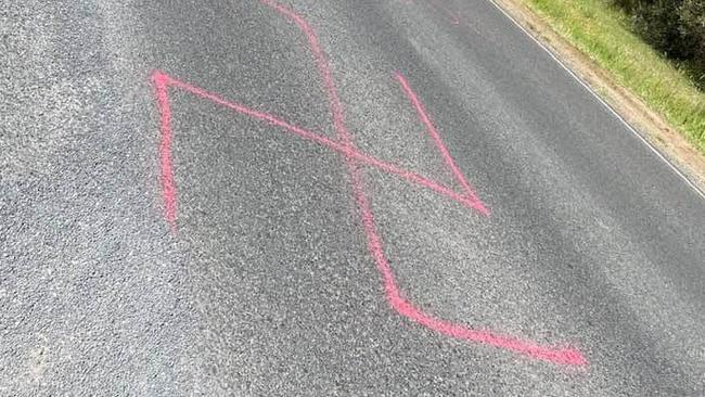 Nazi symbols were sprayed around Flinders including on Wood St. Picture: supplied