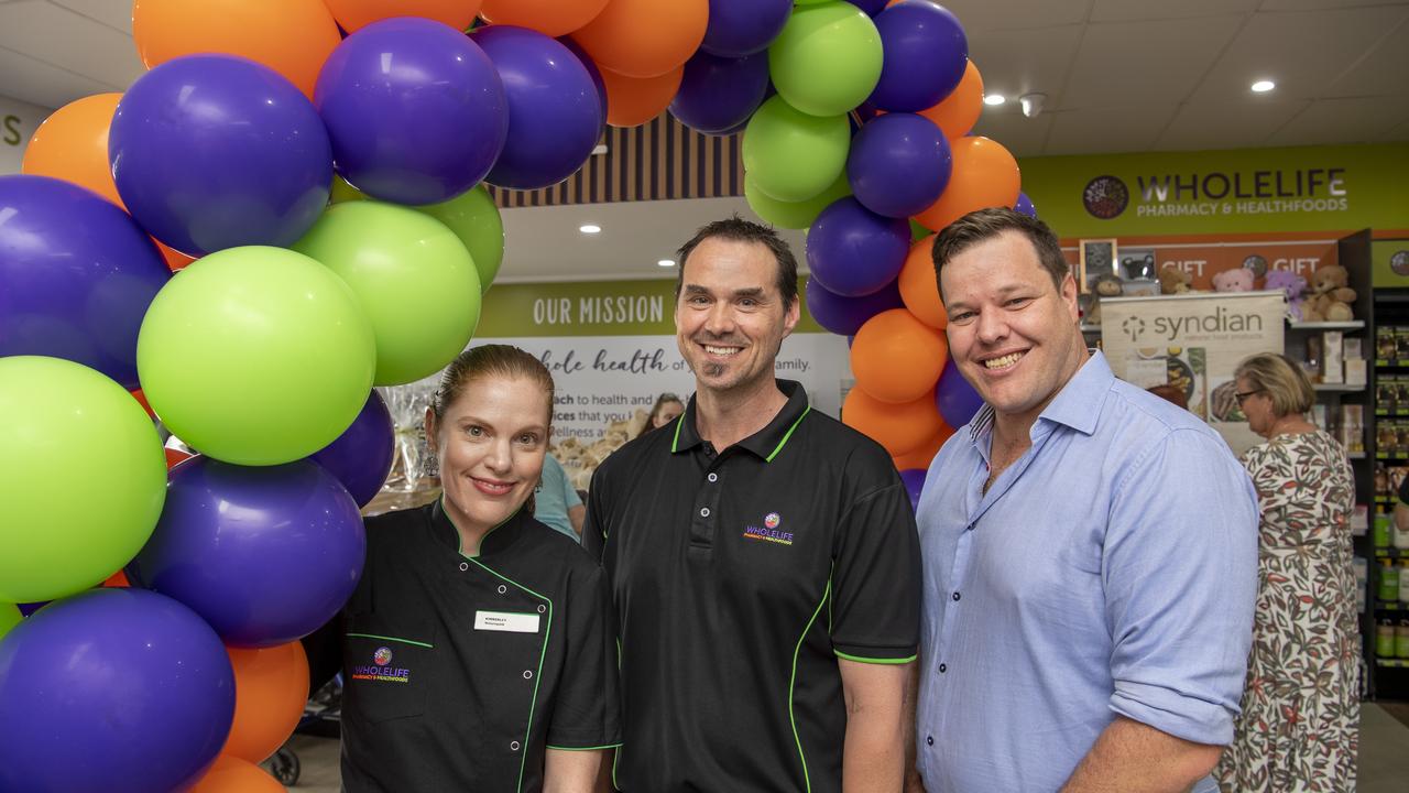 Celebrating open day are (from left) Kimberley McKenzie, naturopath, Steven Richter, pharmacist and Chris Owen. Picture: Nev Madsen