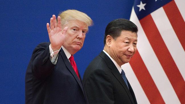 Donald Trump and China’s president, Xi Jinping, in Beijing in November 2017. Picture: Nicolas Asfouri/AFP