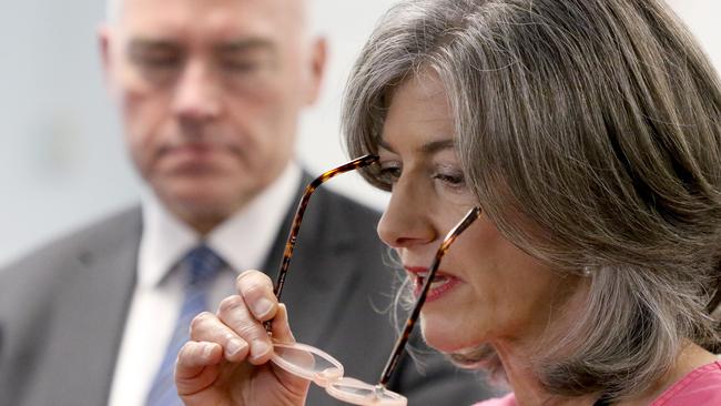 SA Health chief public health officer Nicola Spurrier speaking to the media at the new SA Health COVID-19 command centre in Adelaide today. Picture: AAP Image/Kelly Barnes