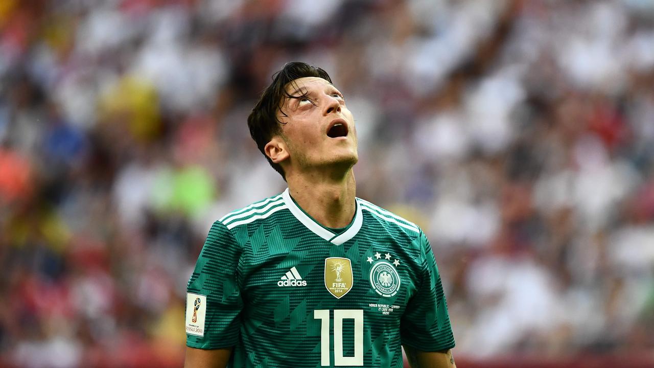 Mesut Ozil reacts after Germany’s loss to the Korea Republic at the World Cup.