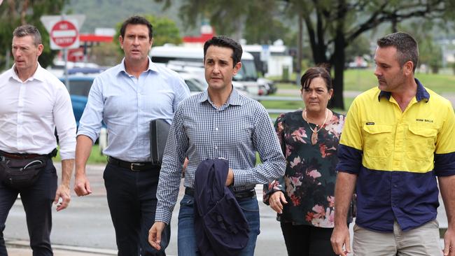 Premier David Crisafulli arrives at the Townsville Disaster Management Centre. Pics Adam Head