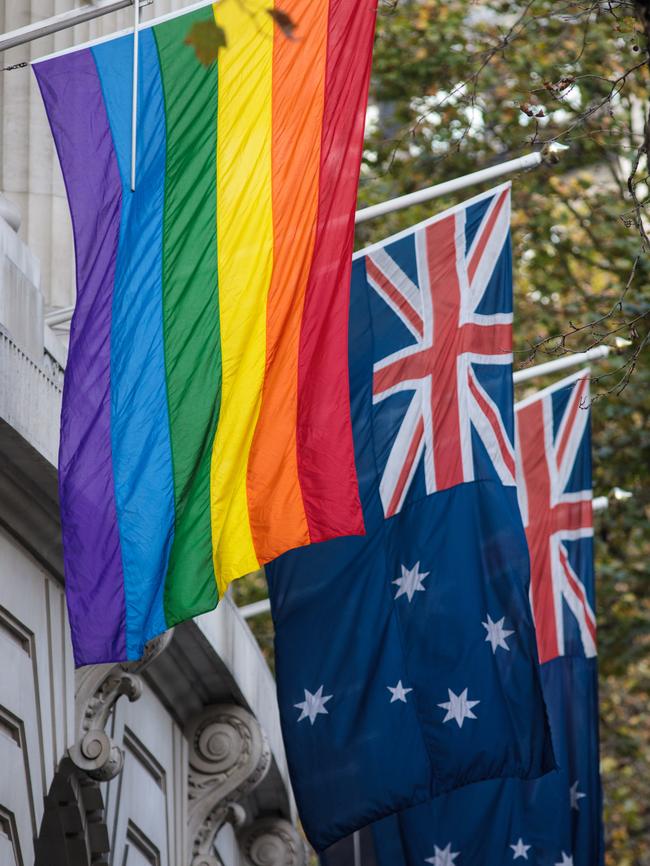 The rainbow flag at Australia House in 2017, after the same-sex marriage plebiscite.