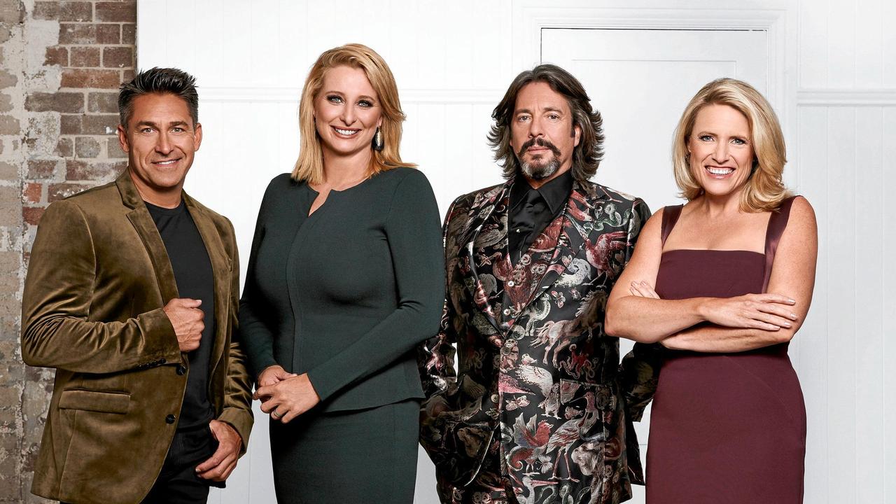 House Rules judges Jamie Durie, Laurence Llewelyn-Bowen and Wendy Moore with host Johanna Griggs (second from left). Picture: Channel 7