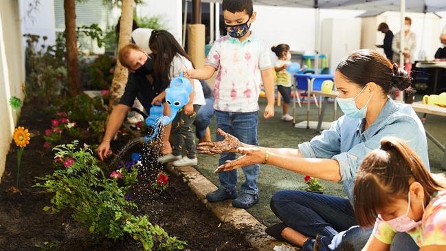 Meghan visits a preschool in Los Angeles last week. Picture: Instagram