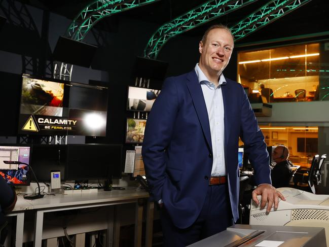 Security and risk expert Daniel Lewkovitz. at work at the small business he founded, Calamity monitoring. Picture: Richard Dobson