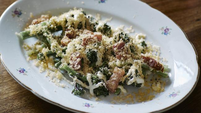 Carlton Wine Room Chargrilled broccolini. Picture: Kristoffer Paulsen