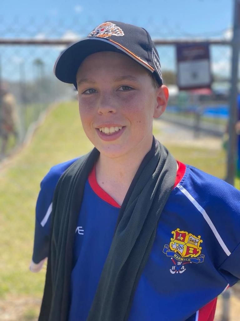 14-year-old James Bourke is a talented goalkeeper and prolific at stopping even the most screamer shots against the boys (Photo: Chontelle Bruton/ Warwick Hockey Association)