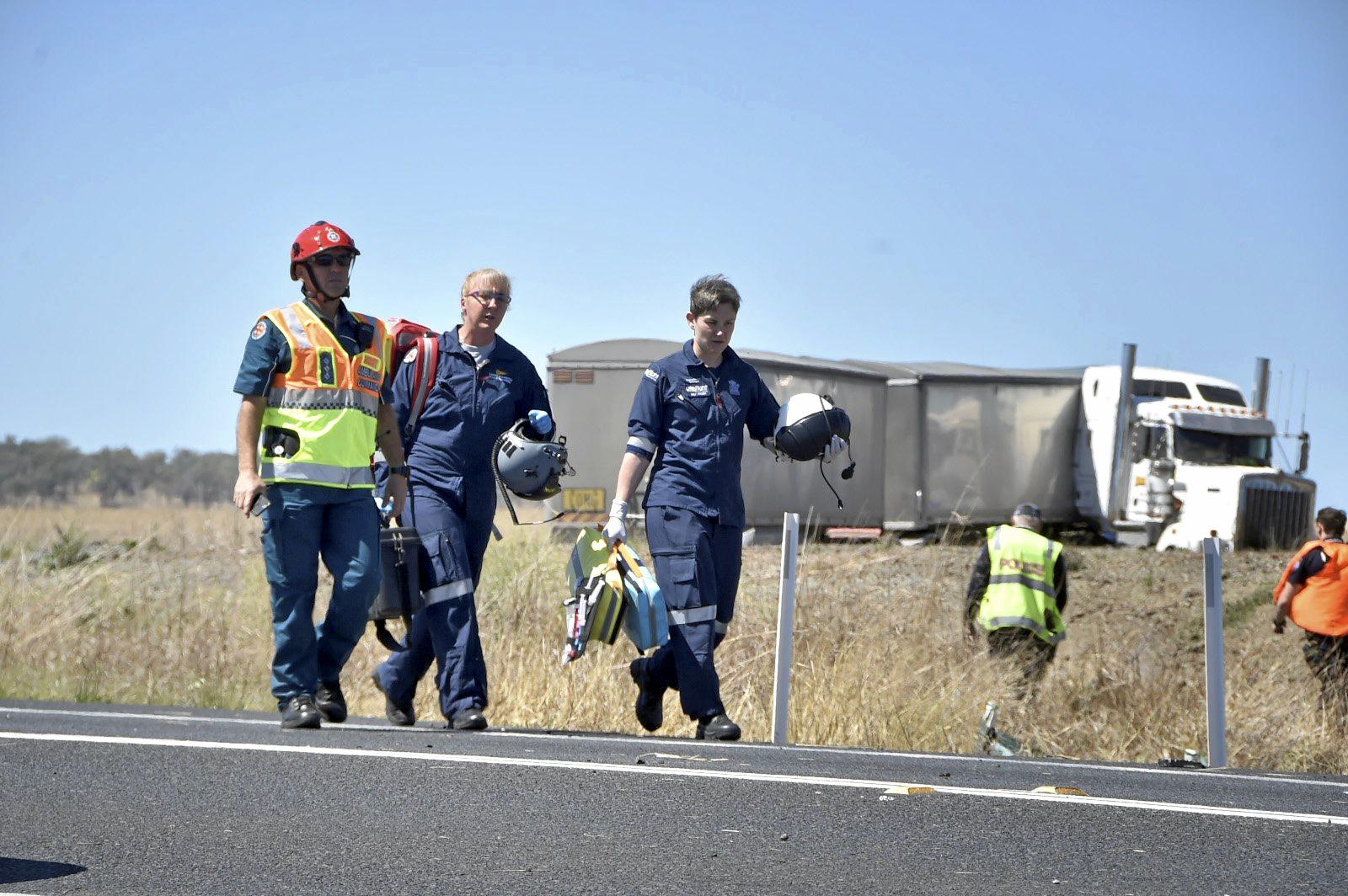 Fatal crash, involving a truck and two cars on Warrego Highway at the intersection Brimblecombe Road. September 2018. Picture: Bev Lacey