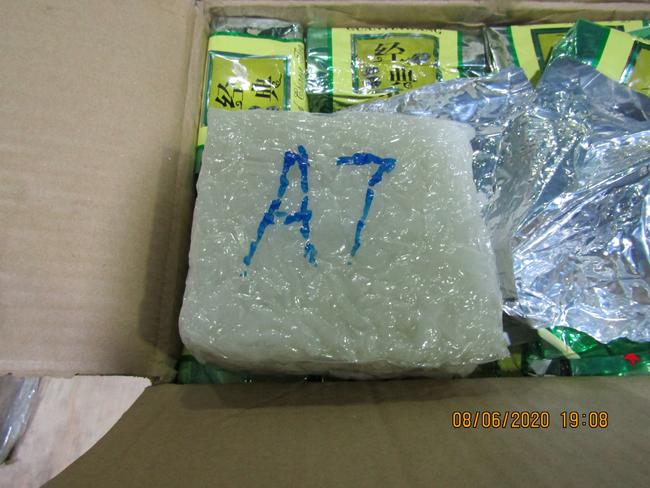 Drugs (methamphetamines) seized by AFP police in Operation Tiridates in June 2020, which was co-ordinated by Dale David Williams, who will be sentenced following a plea of guilty in April 2023. The drug seizure was part of Operation Ironside by using the encrypted AN0M devices.Picture :Australian Federal Police