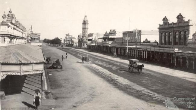 Bourbon Street, Bundaberg, 1890s. A glimpse of Bourbon Street as captured in the Mobsby Collection. Source: Fryer Library, University of Queensland