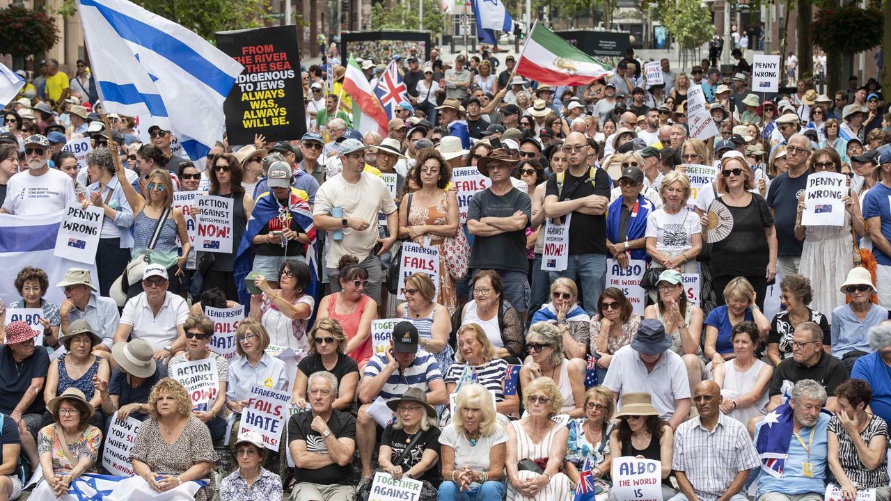 Protesters gathered for the Enough is Enough rally at Sydney's Martin Place. Picture: NewsWire/ Monique Harmer