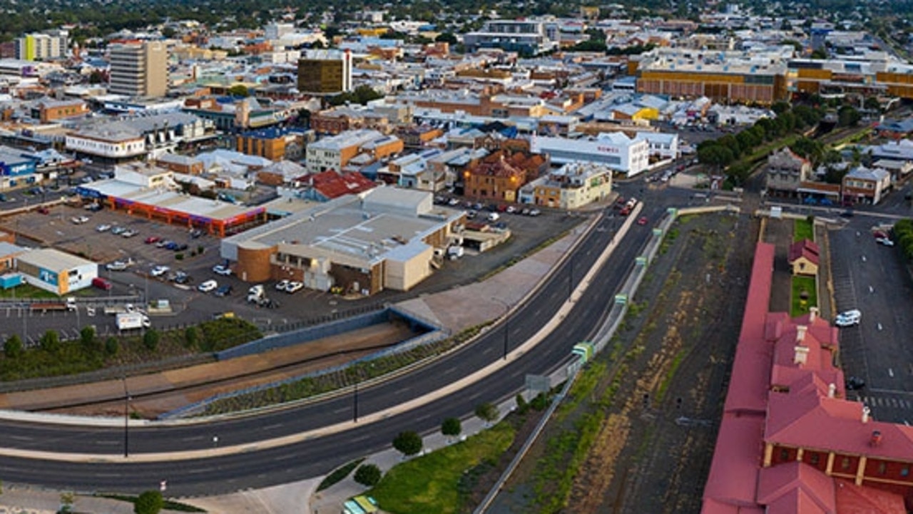 An aerial image of Toowoomba's CBD.