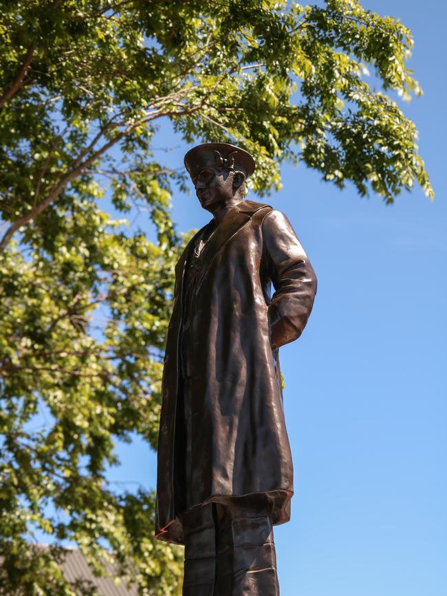 A life-size statue commemorating Tasmanian Victoria Cross recipient Edward ’Teddy’ Sheean has been unveiled at Latrobe on Monday. Picture: Stephanie Dalton