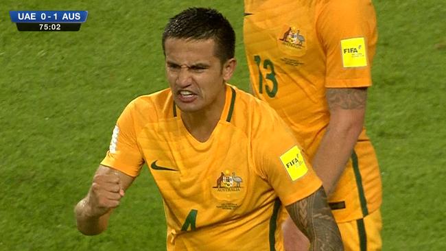 Tim Cahill scores for Australia.