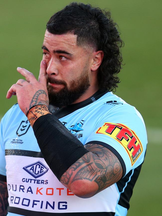 Shark Andrew Fifita has been playing with a damaged middle finger …