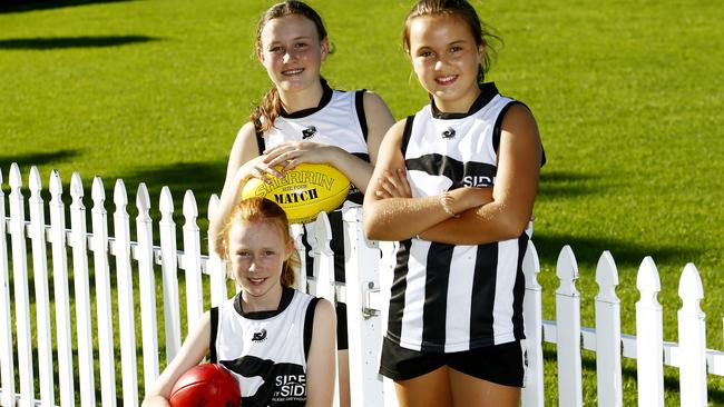 Francie and Emma Walsh with Margot Bass-Tracy from Glebe Greyhounds. Picture: John Appleyard